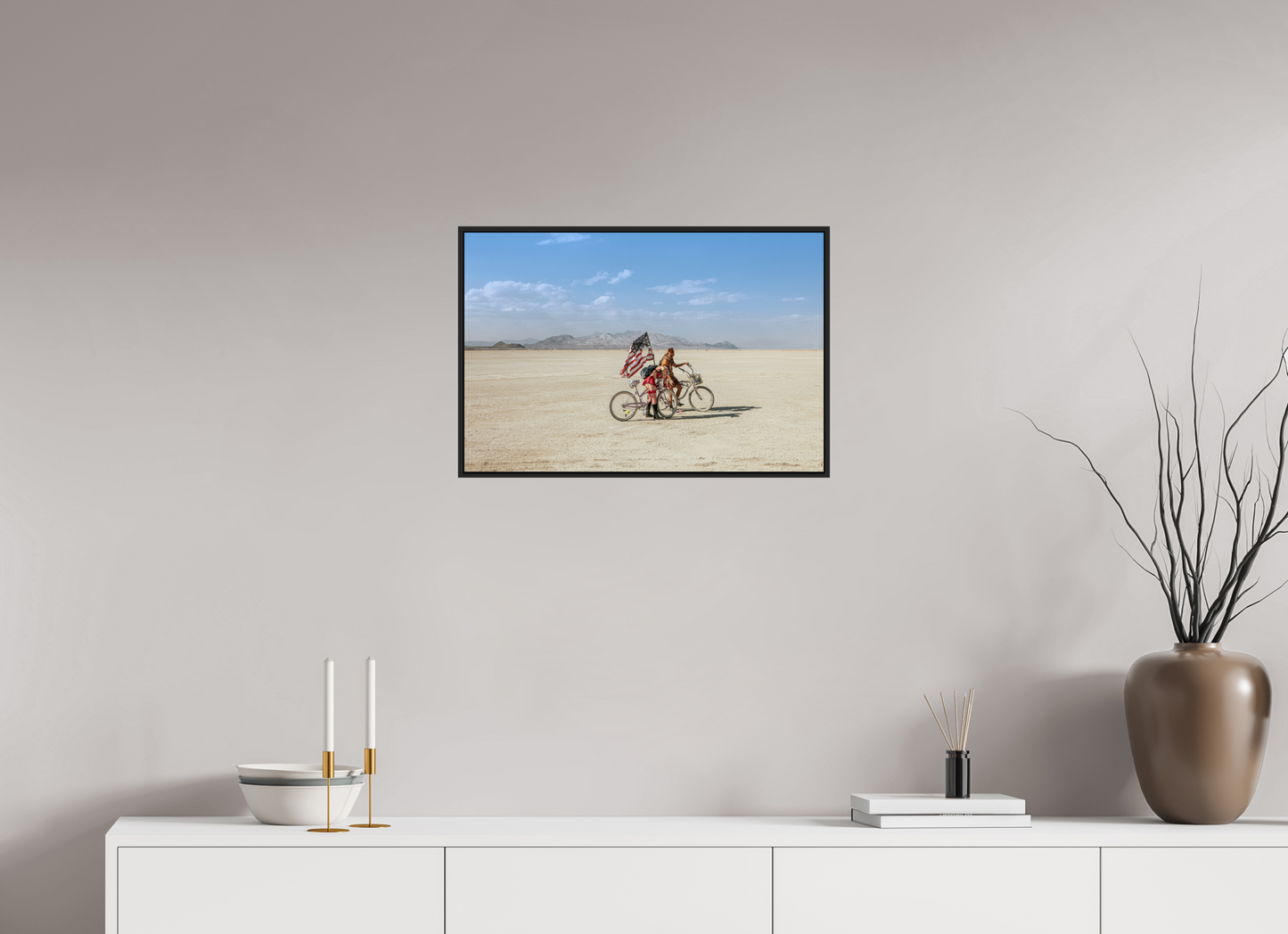 Burning Man - Two with Bikes and USA Flag