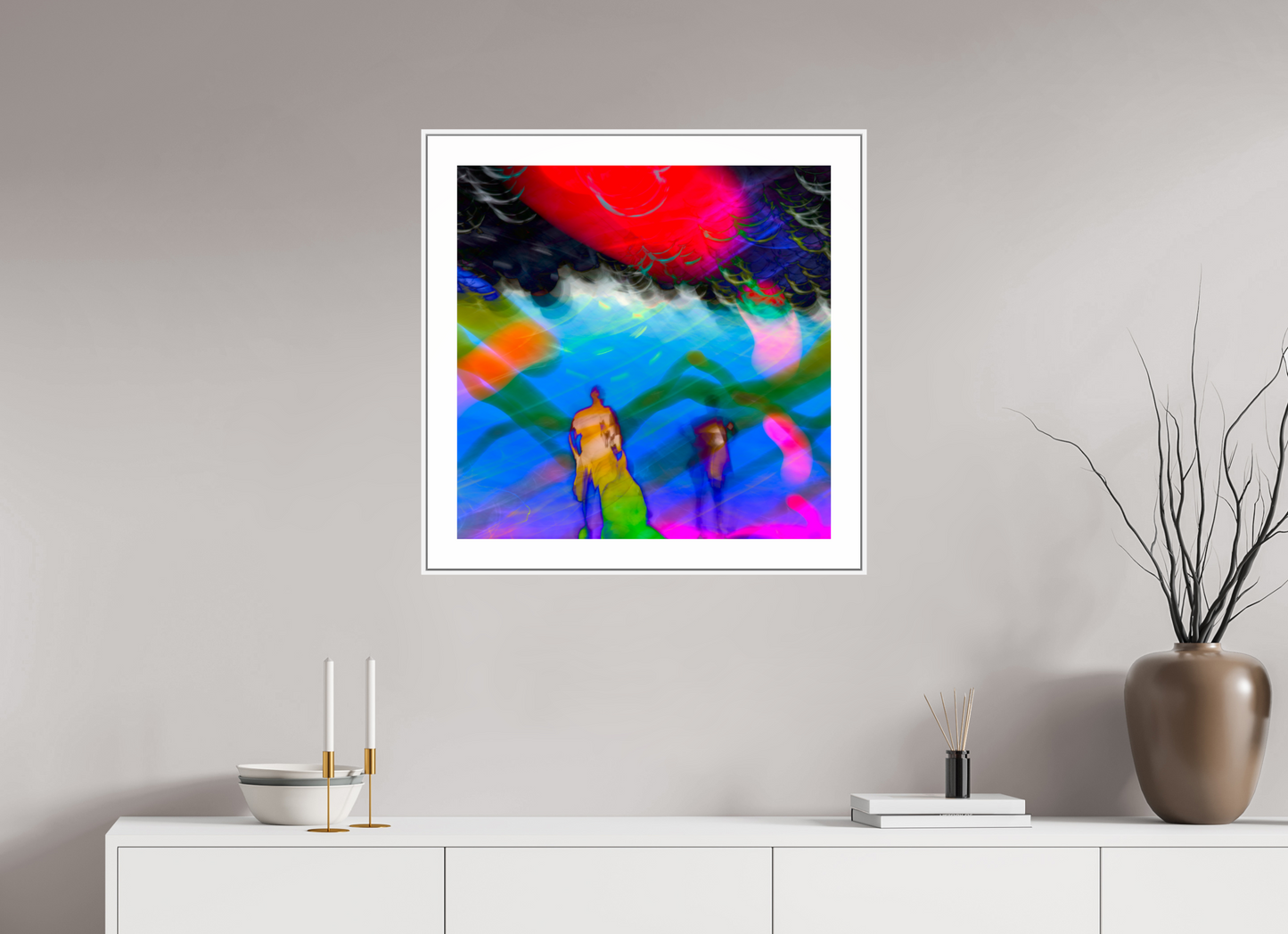 25 x 25″, White Matte Frame Abstract No.8964