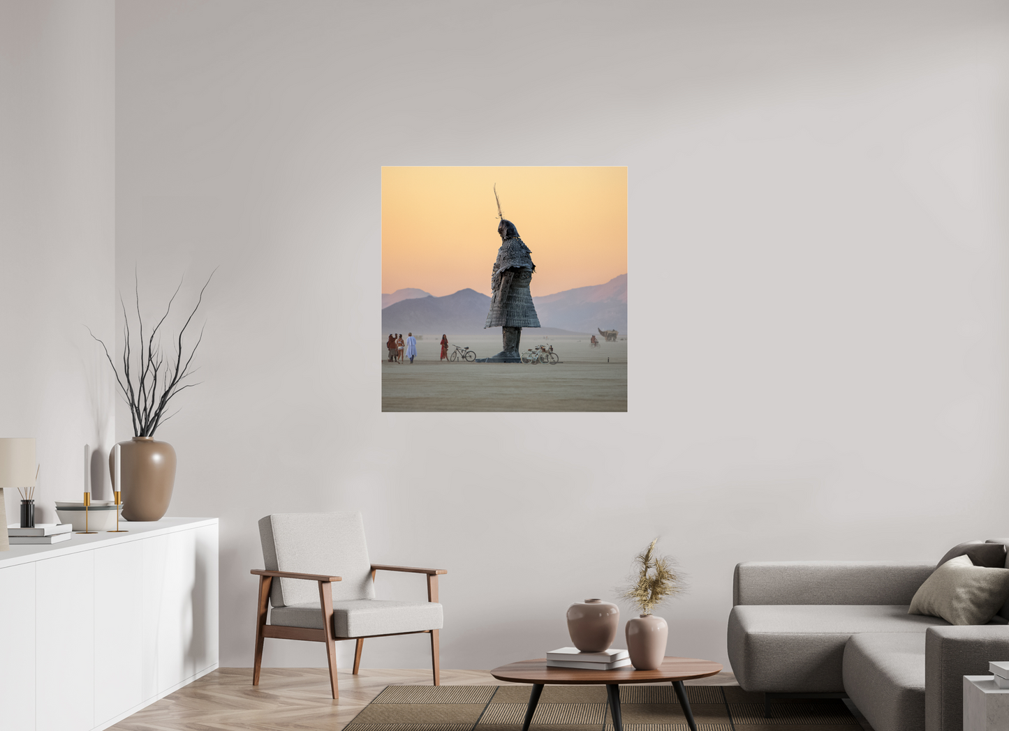 40 x 40″, Frameless Acrylic Glass Burning Man - The Samurai with Admirer