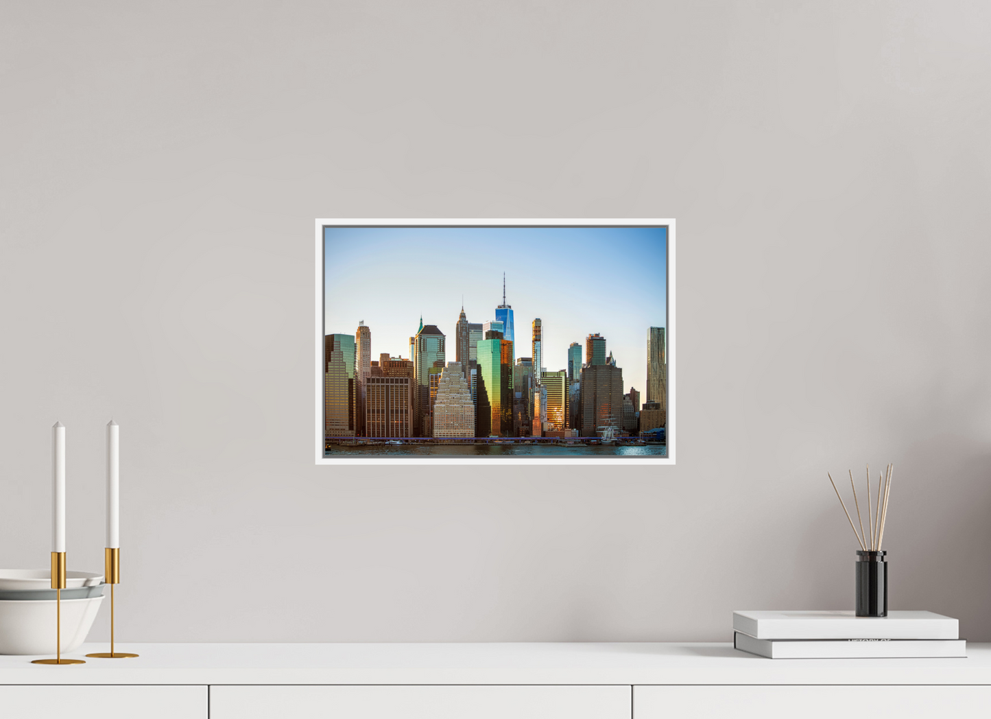 15 x 10″, White Matte Frame, No Border Lower Manhattan