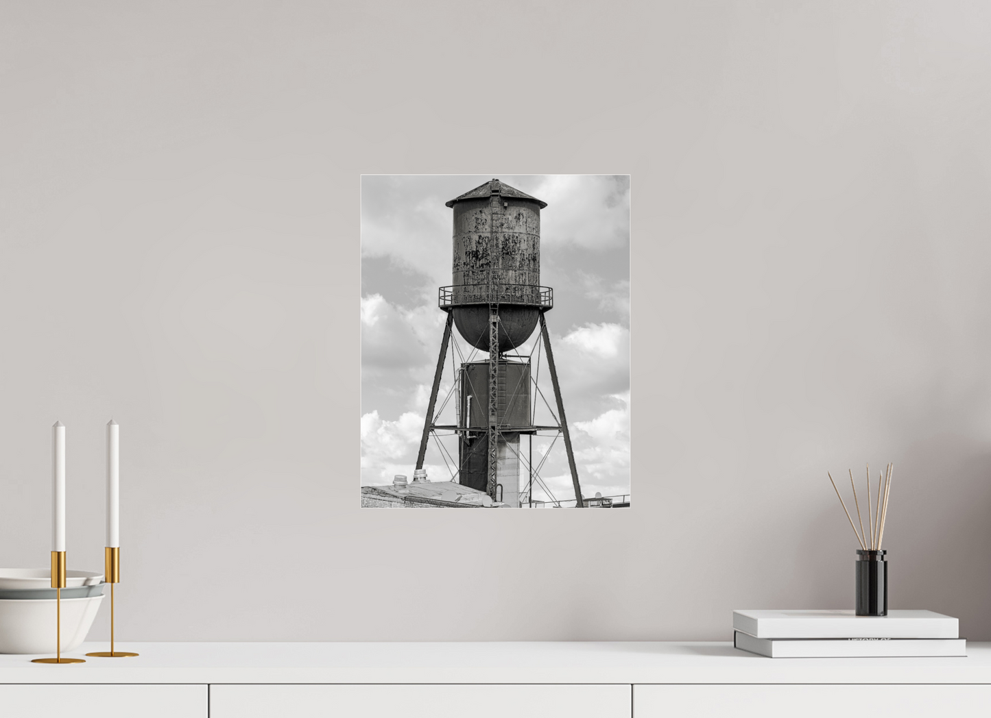 12 x 14.9″, Frameless Acrylic Glass Green Water Tower
