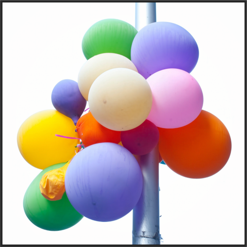 Colorful Ballons Tied to a Lamp Post