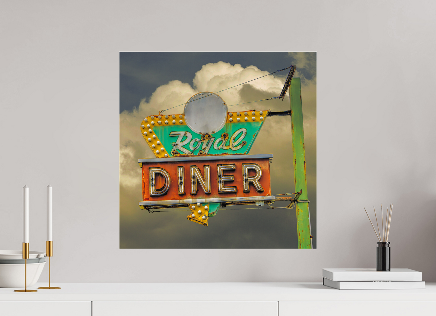 20 x 20″, Frameless Acrylic Glass Royal Diner Sign