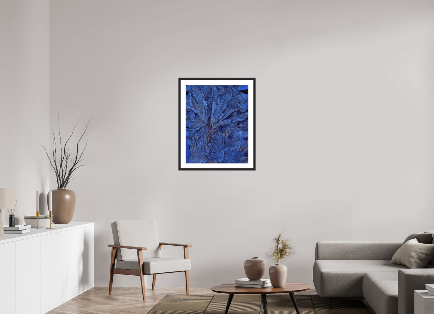 24 x 30″, Solid 0.8" Black Wood Frame With 2" Natural White Passe-Partout with Museum Glass Plastic Bags