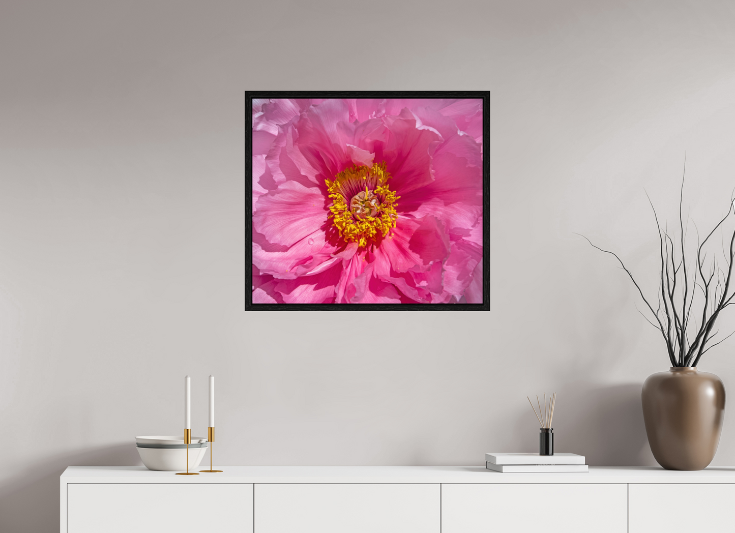 27 x 24″, Floater Frame Pink Flower
