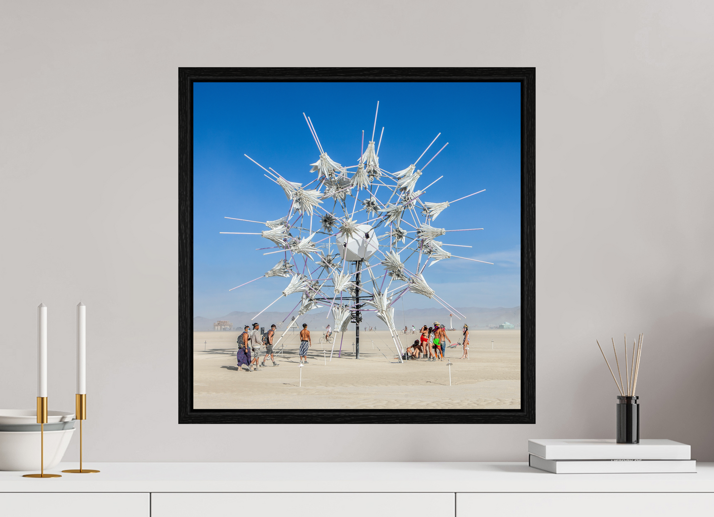 20 x 20″, Floater Frame Burning Man - Gathering at Radia Lumia