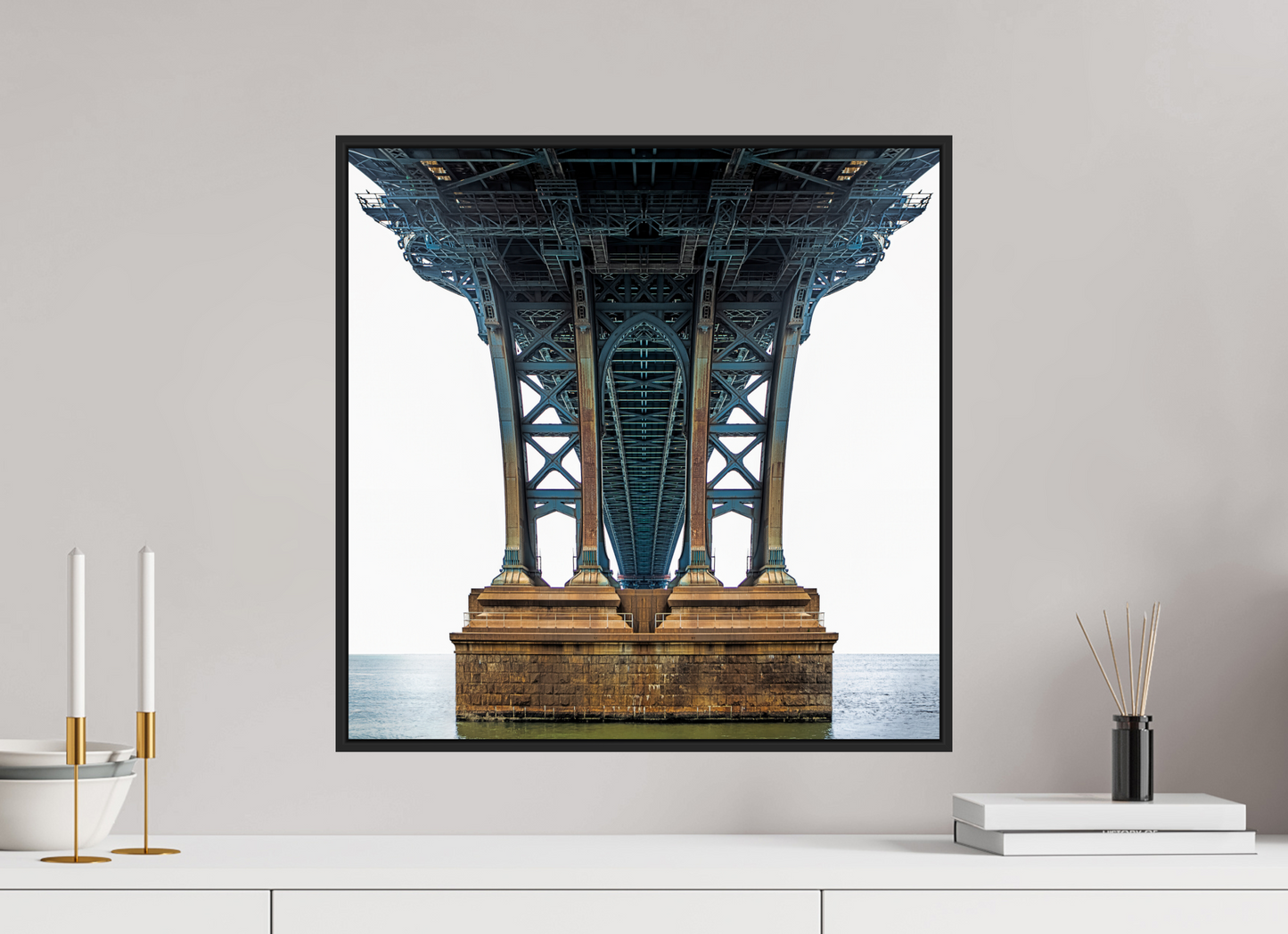 20 x 20″, Black Matte Frame, No Border Manhattan Bridge
