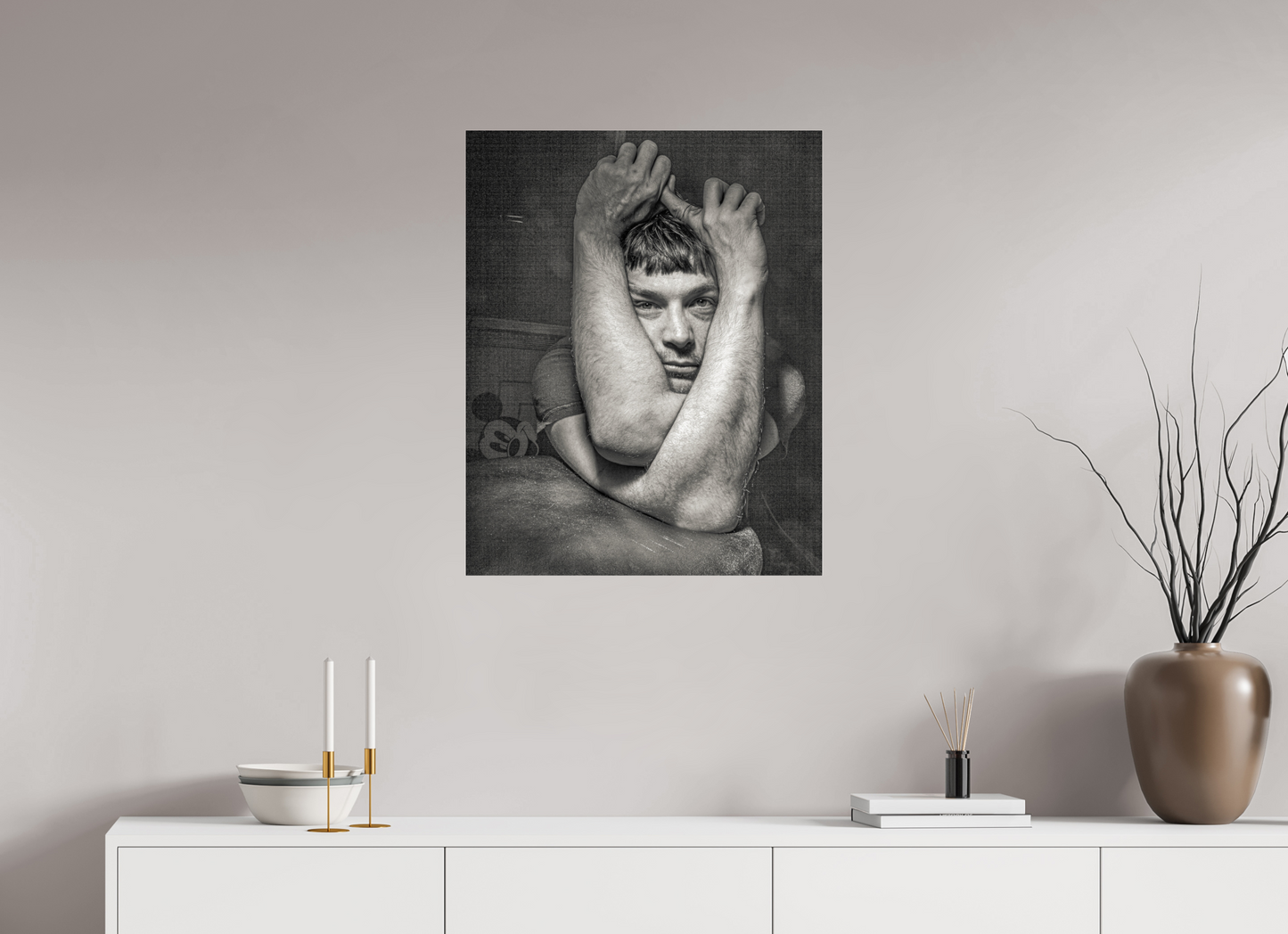 24 x 30″, Frameless Acrylic Glass Michael Alig with Mickey Mouse