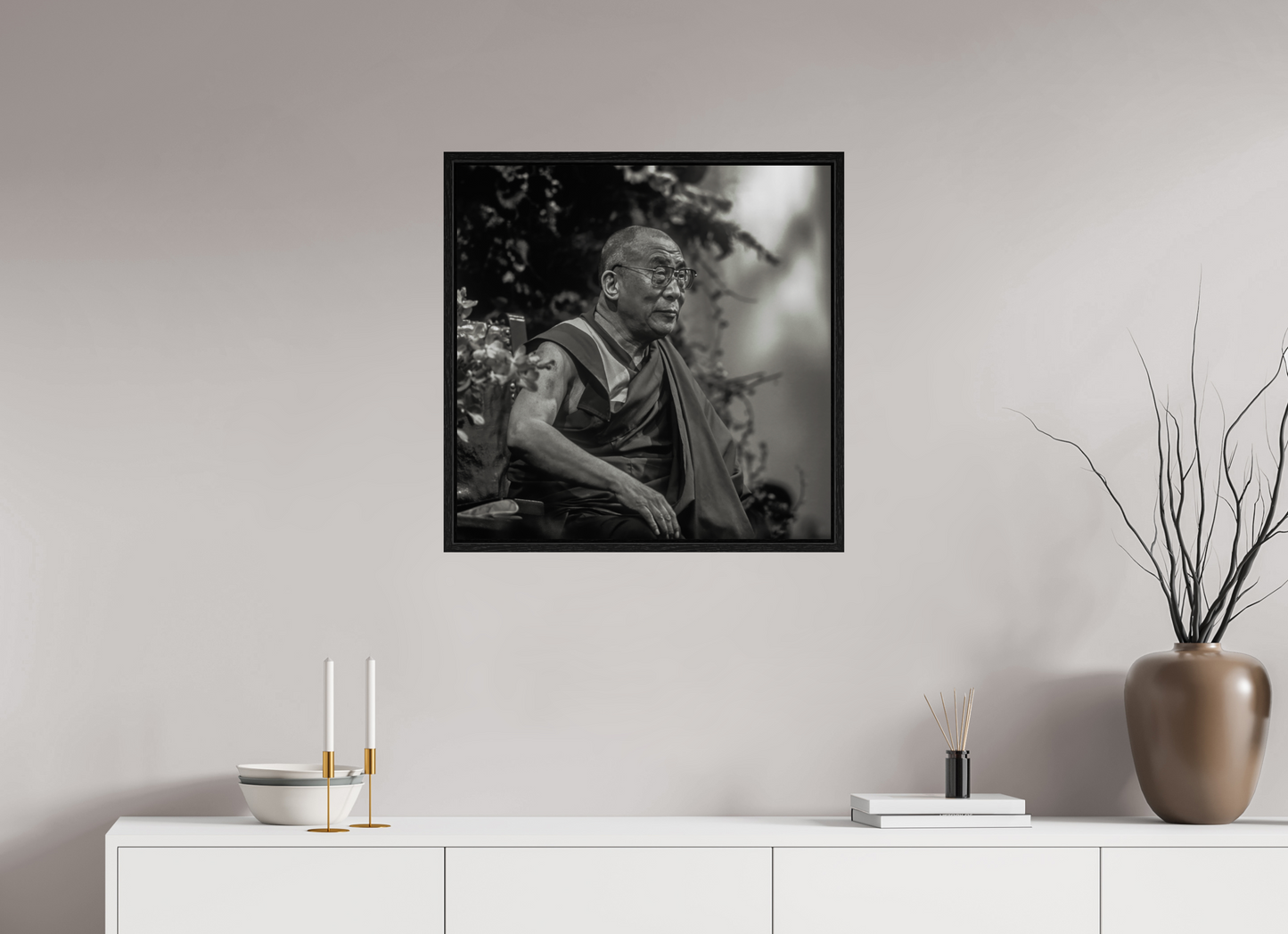 25 x 25″, Floater Frame His Holiness the Dalai Lama