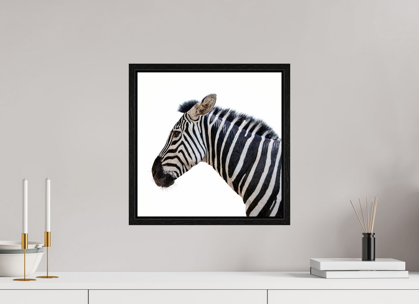 15 x 15″, Floater Frame Zebra