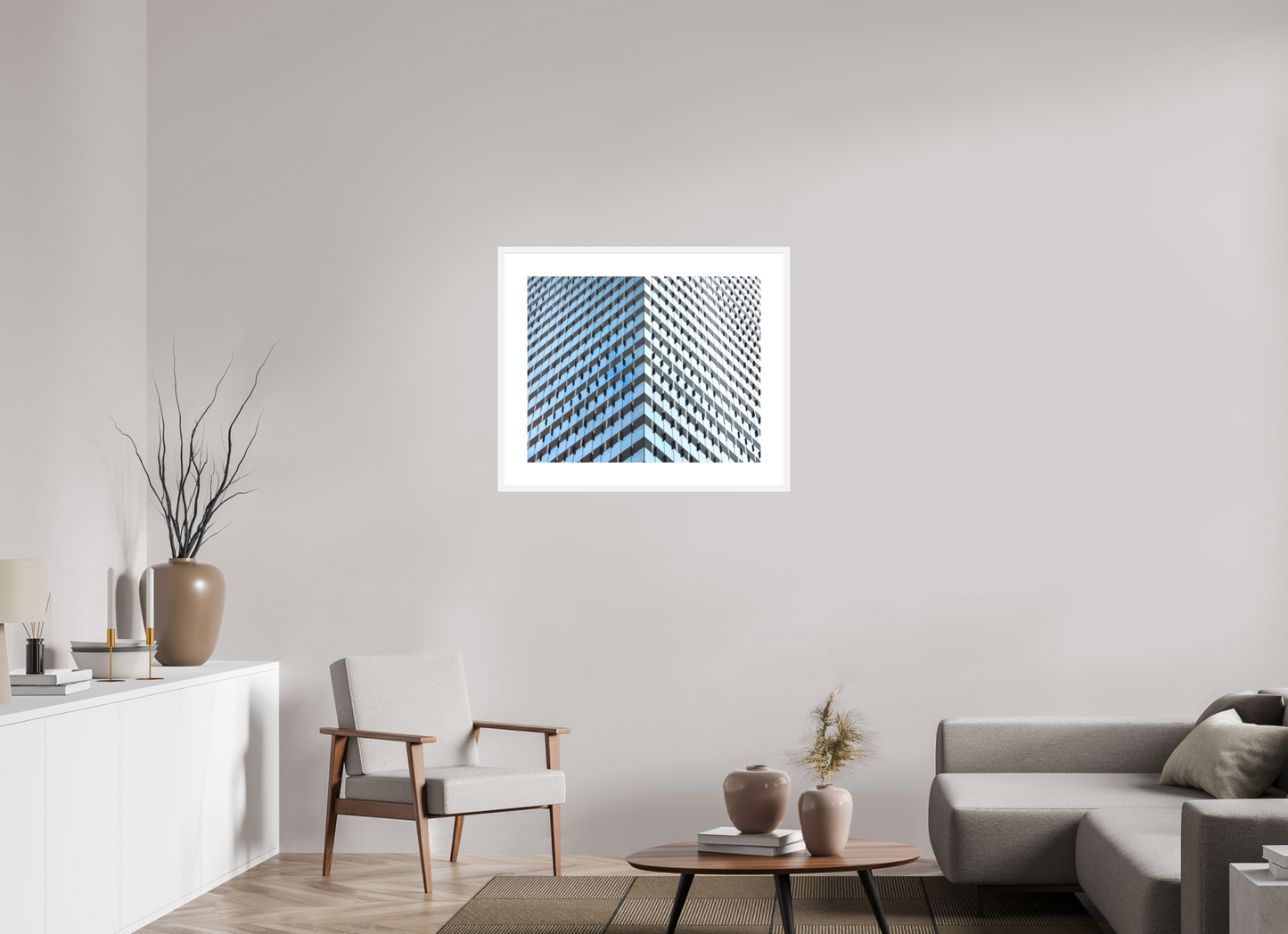 30 x 24″, Solid 0.8" White Wood Frame With 3" Natural White Passe-Partout with Museum Glass Glass Facade