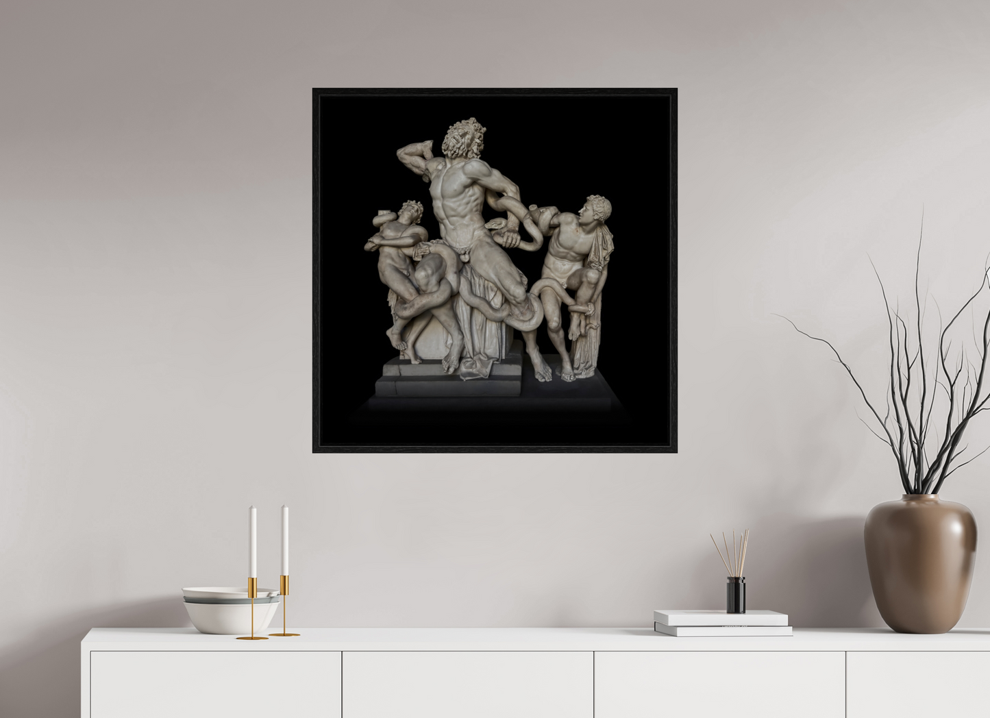 30 x 30″, Floater Frame Laocoön and his Sons Roman Sculpture