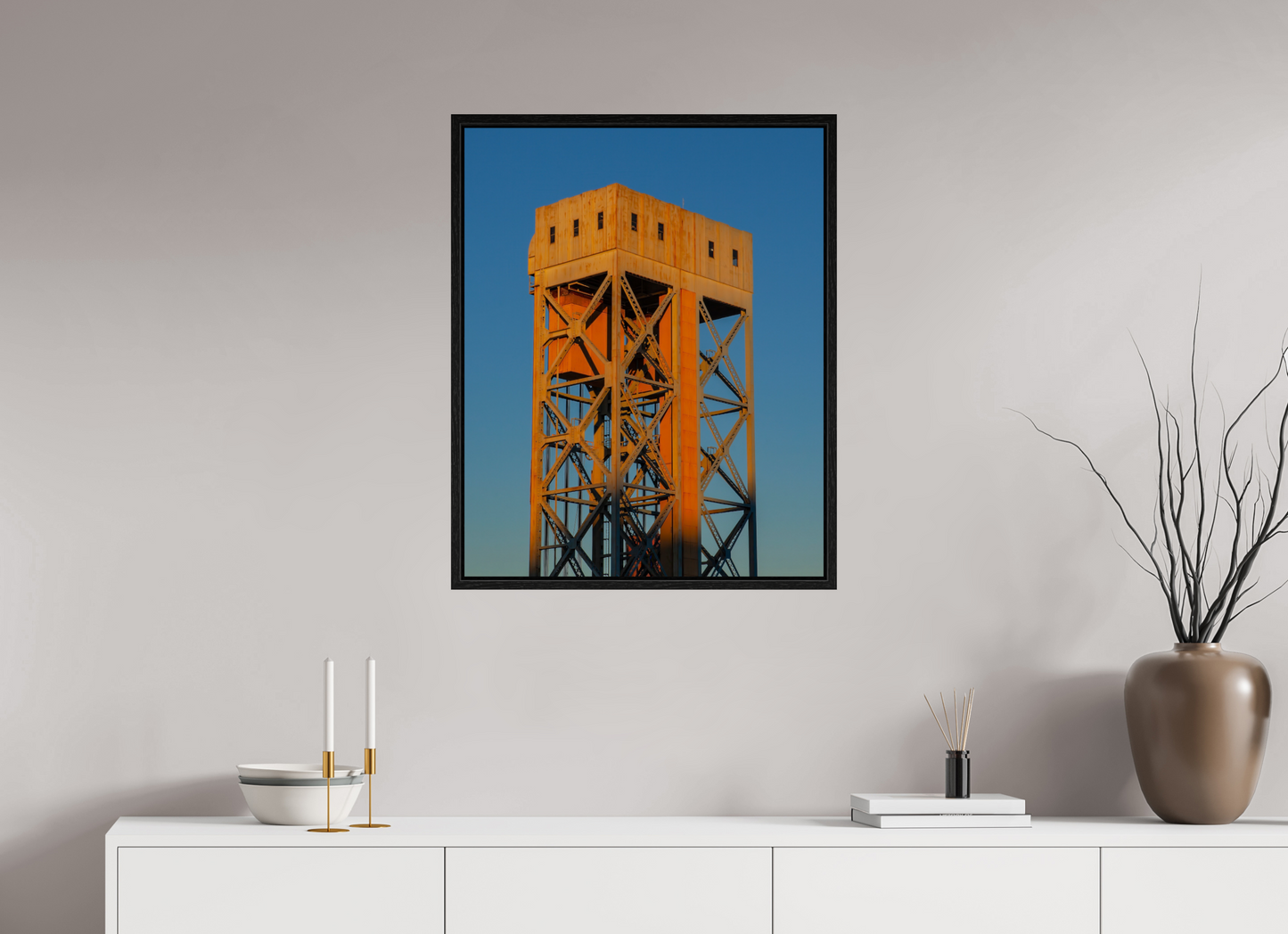 24 x 30″, Floater Frame Rusty Work Building
