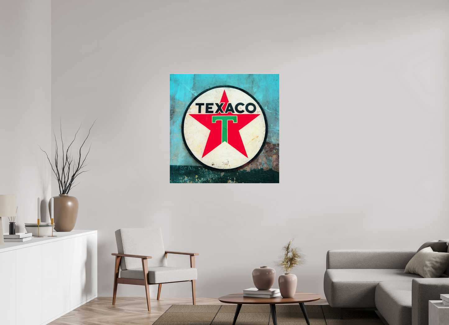 40 x 40″, Frameless Acrylic Glass Texaco Sign Cuba