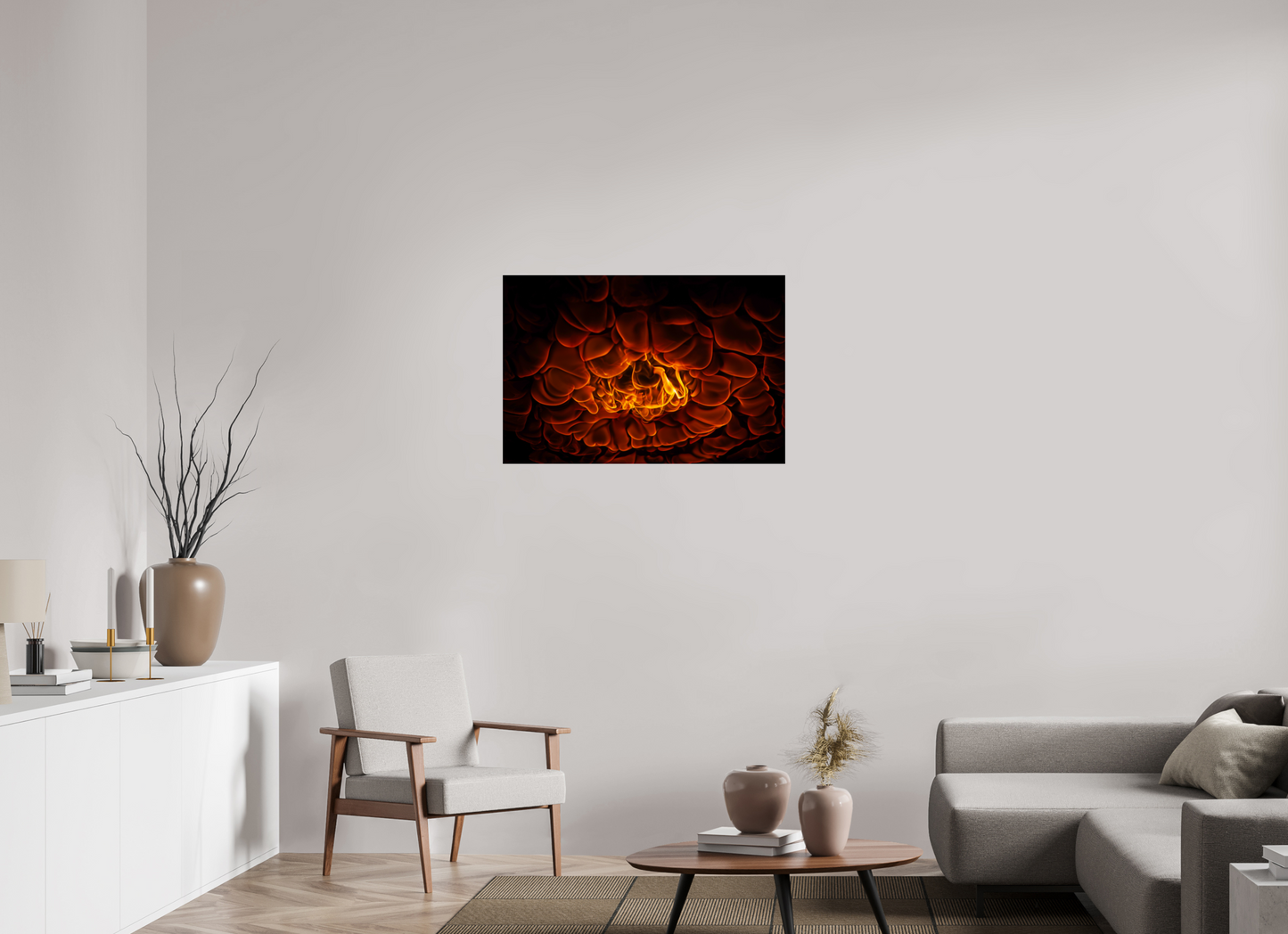 36 x 24″, Frameless Acrylic Glass Burning Man - Flames