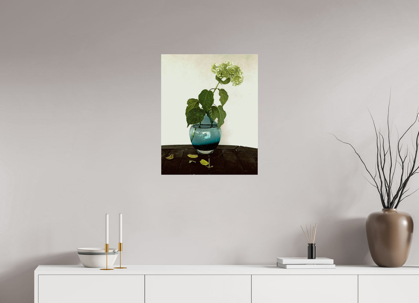 20 x 25″, Frameless Acrylic Glass Flower in Vase on Table