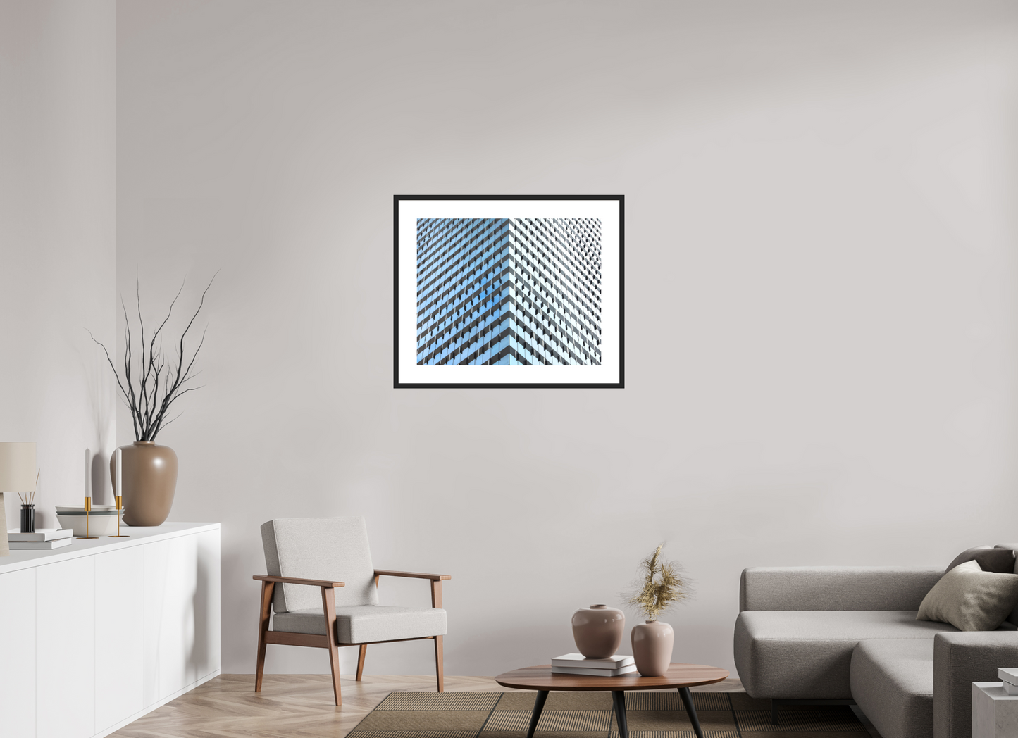 30 x 24″, Solid 0.8" Black Wood Frame With 3" Natural White Passe-Partout with Museum Glass Glass Facade