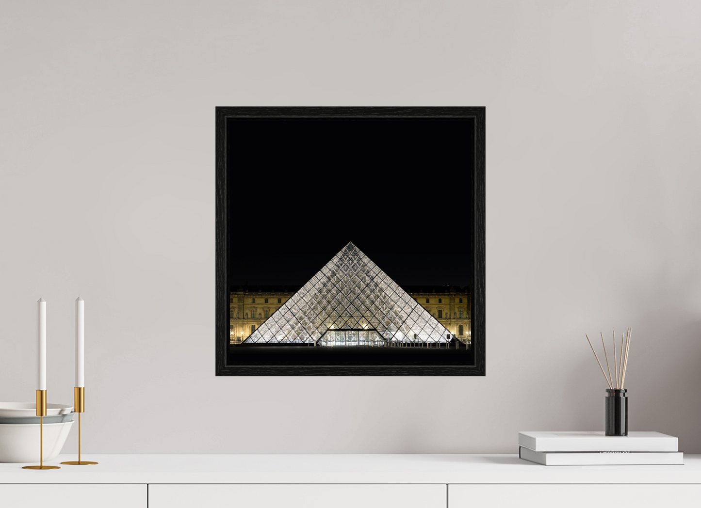 15 x 15″, Floater Frame The Louvre Pyramid
