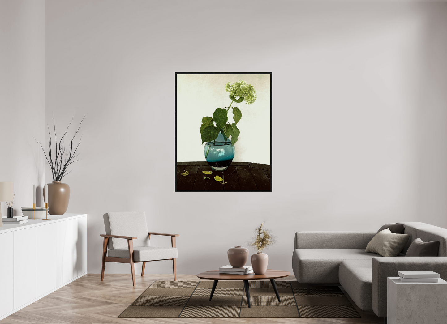 43 x 53.7″, Floater Frame Flower in Vase on Table