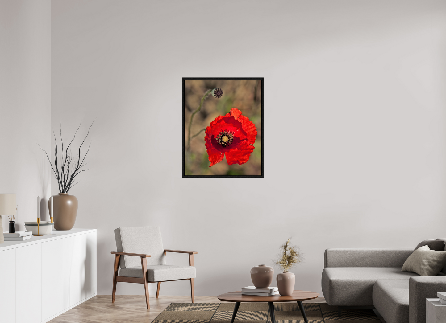 28 x 35″, Floater Frame Poppy
