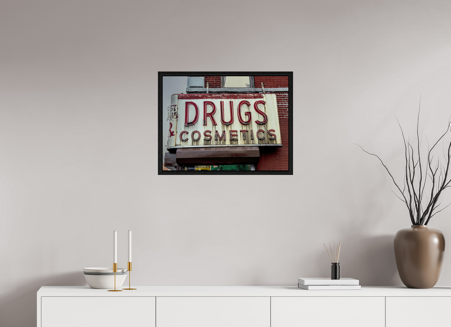 24 x 18″, Floater Frame Drug Cosmetics Sign
