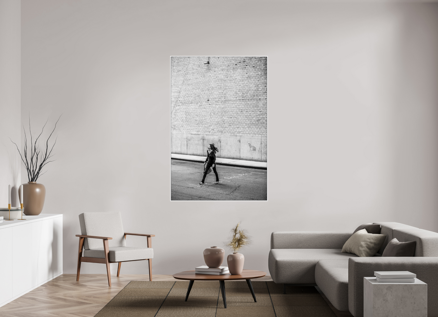 Woman Walking Across the Street