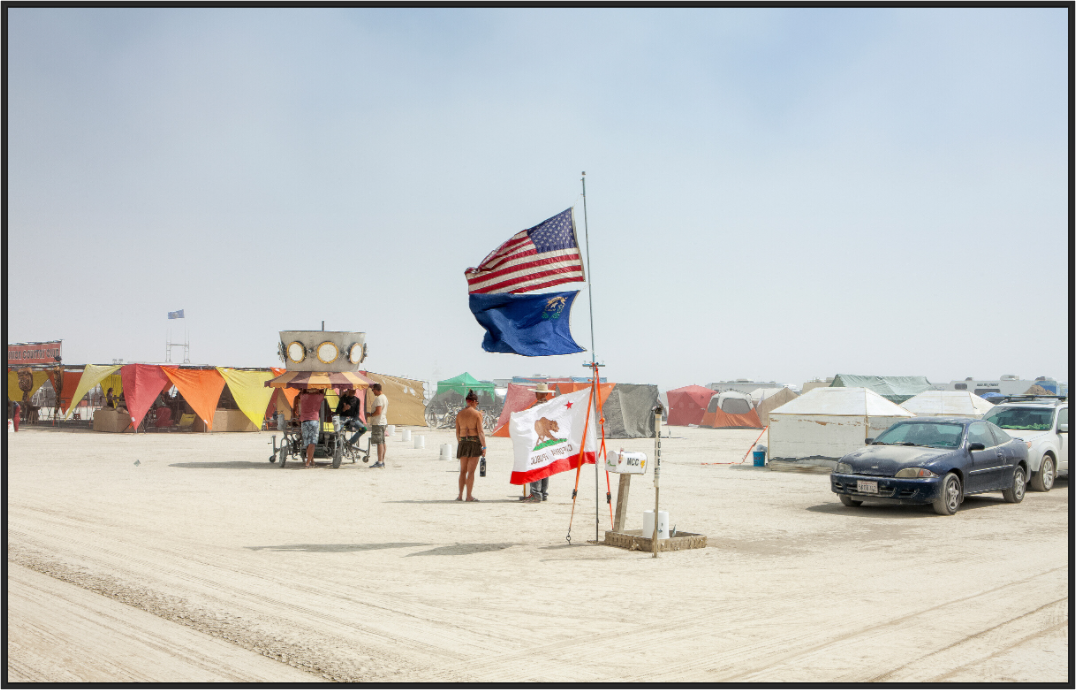 Burning Man - Woman and Flags