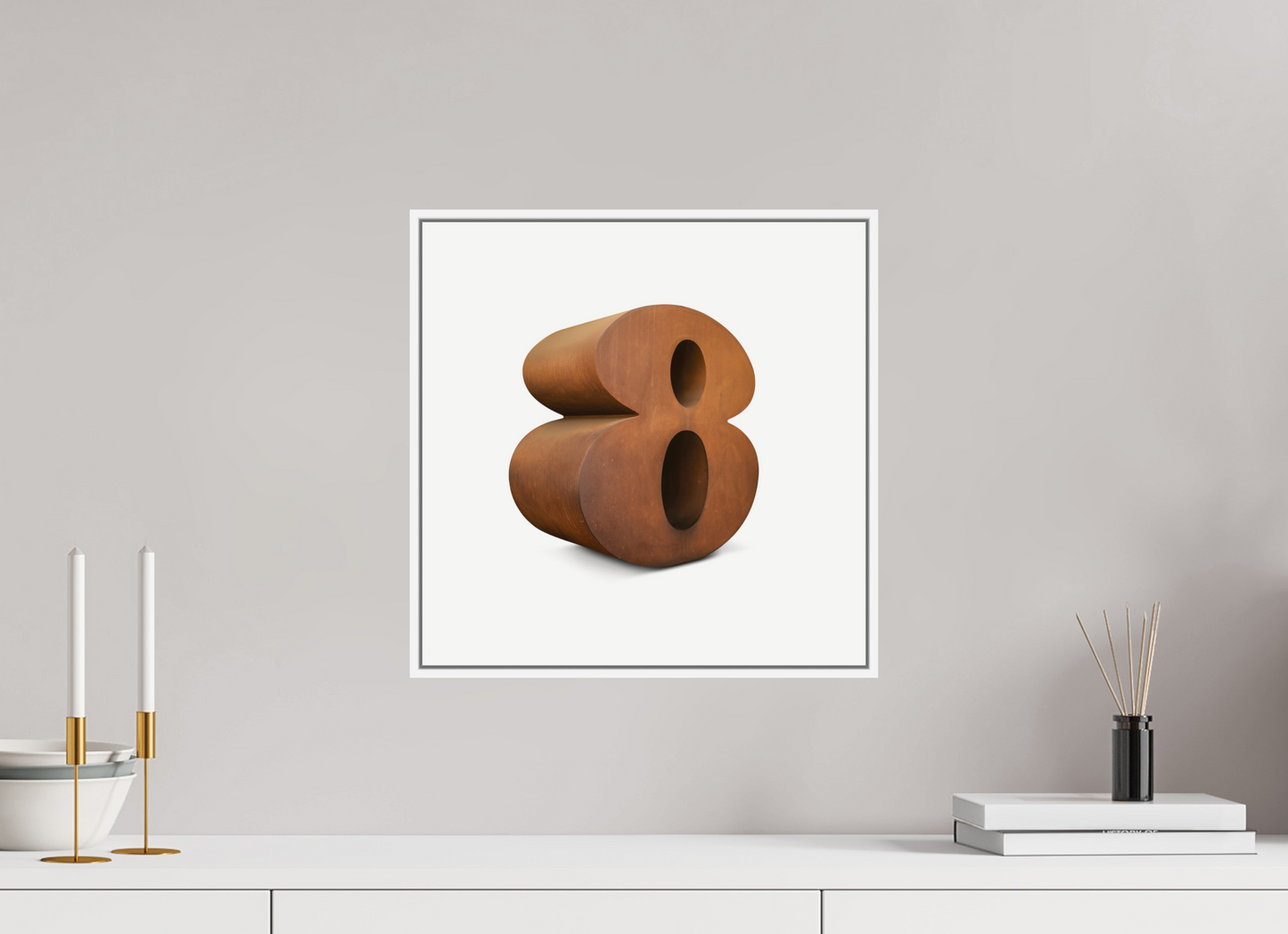 15 x 15″, White Matte Frame, No Border Number 8