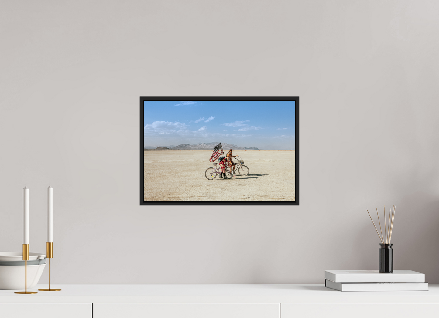 Burning Man - Two with Bikes and USA Flag