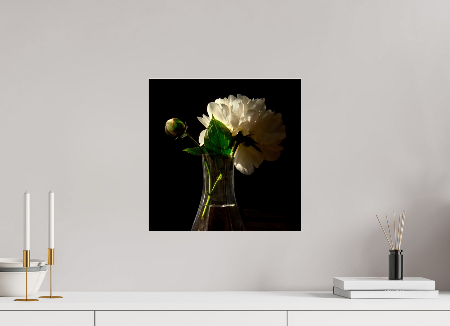 15 x 15″, Frameless Acrylic Glass Flowers in Vase