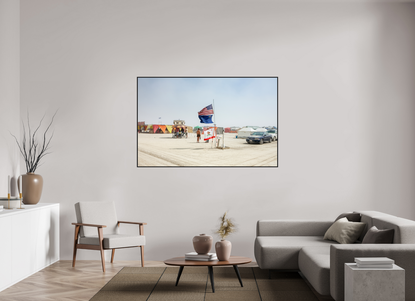 Burning Man - Woman and Flags