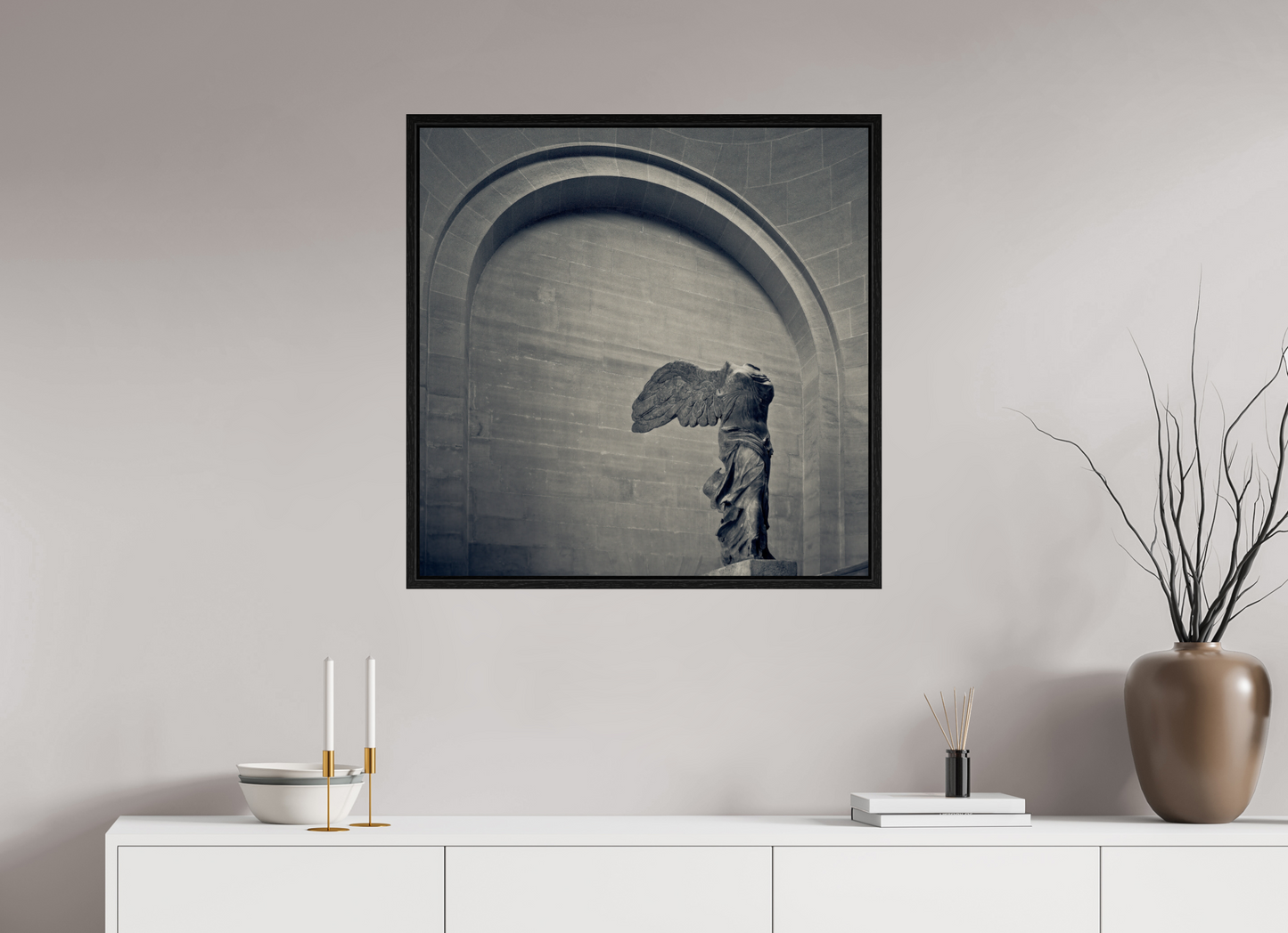 30 x 30″, Floater Frame Winged Victory of Samothrace