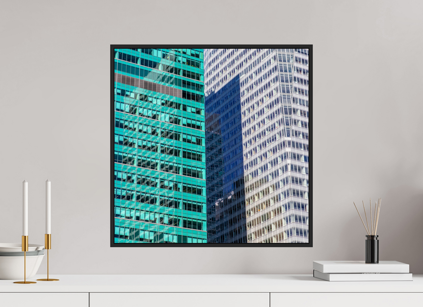 Green and White Office Buildings