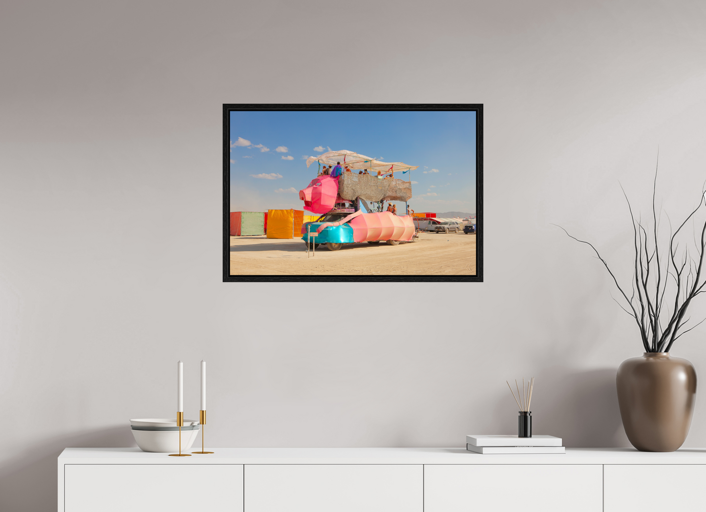 30 x 20″, Floater Frame Burning Man - Art Car Ponco