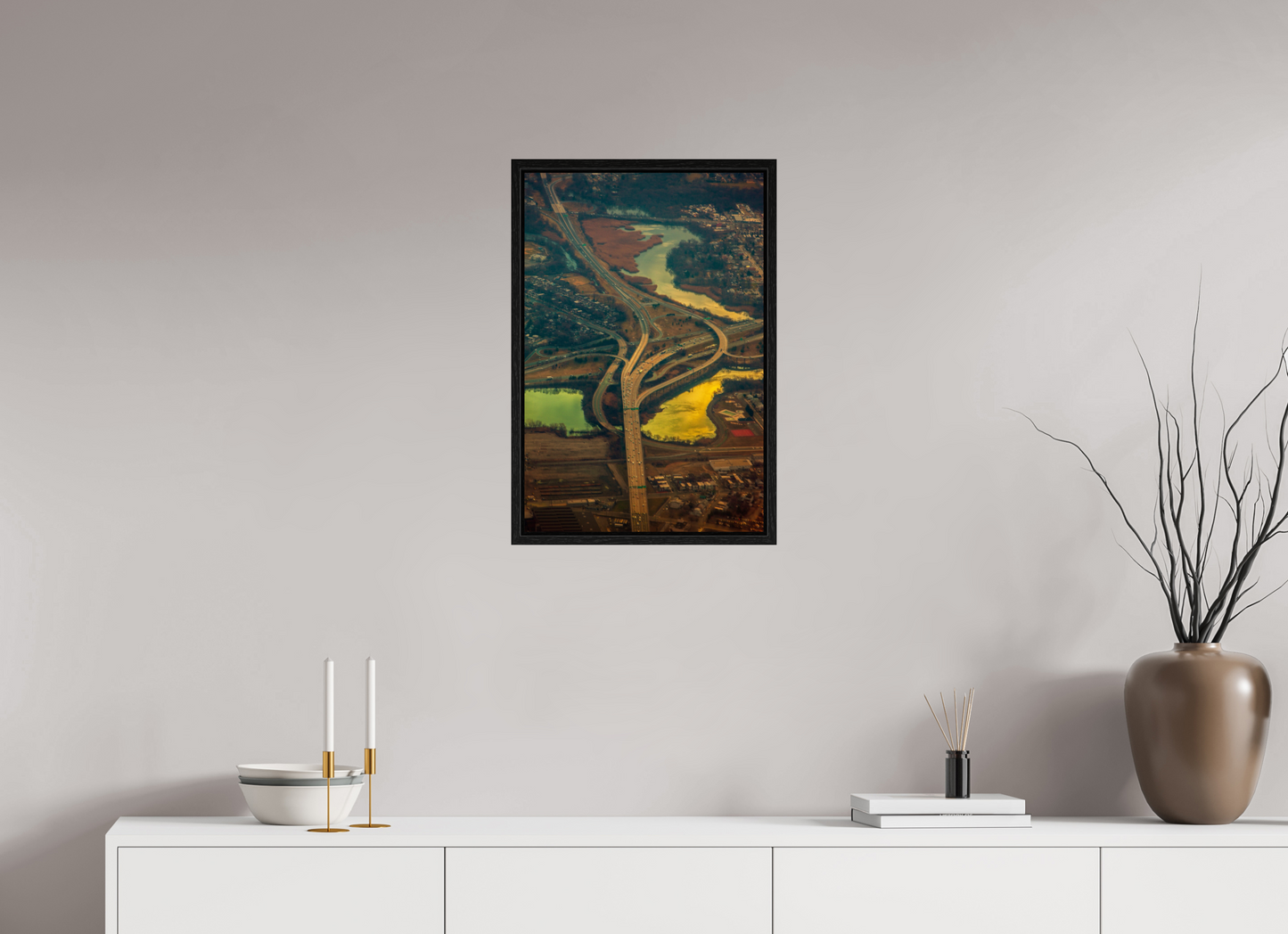 16 x 24″, Floater Frame Aerial View of Highway