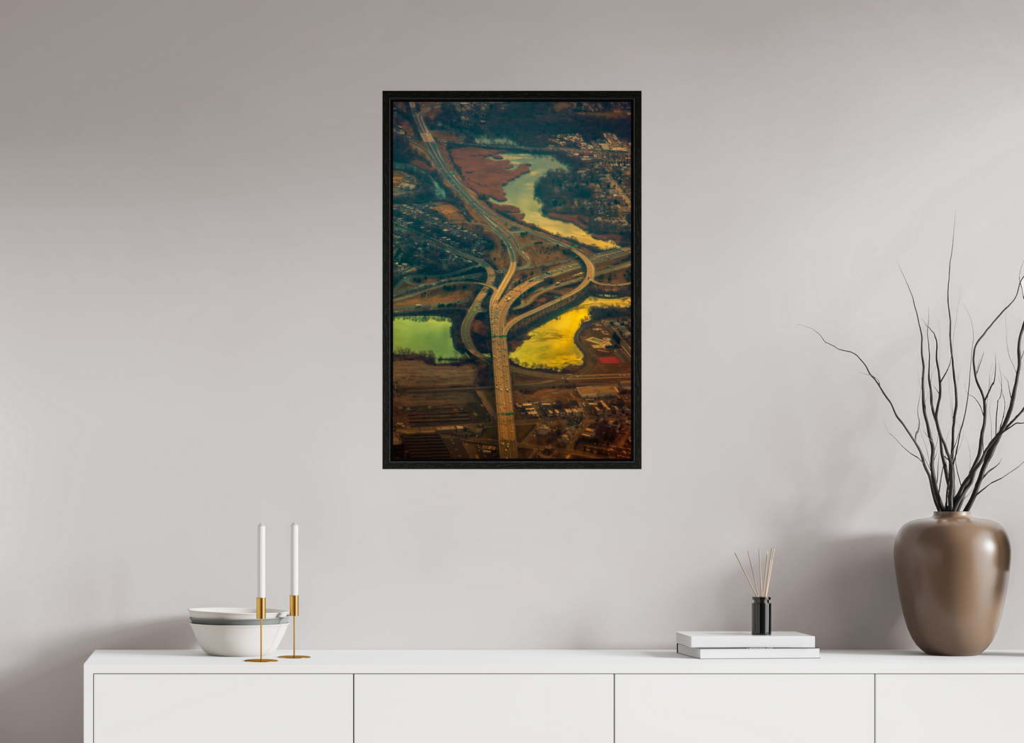 20 x 30″, Floater Frame Aerial View of Highway