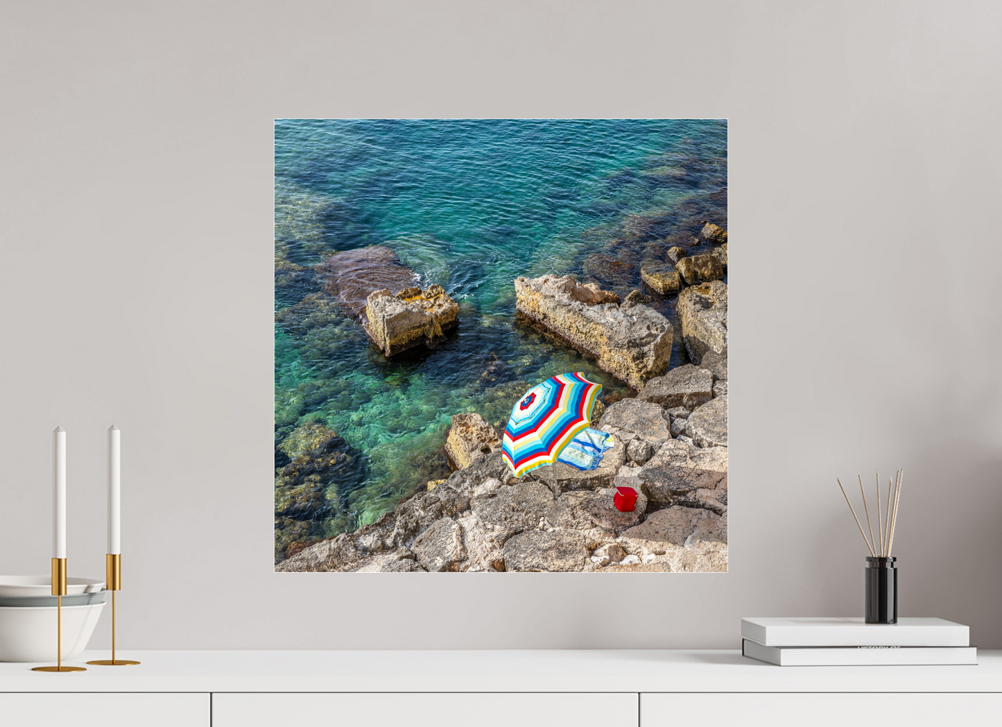 20 x 20″, Frameless Acrylic Glass Monopoli Beach
