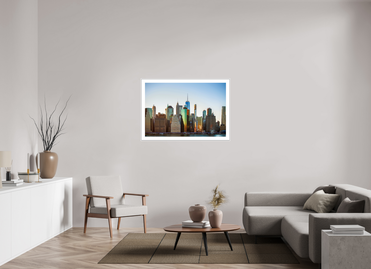 45 x 30″, White Matte Frame Lower Manhattan