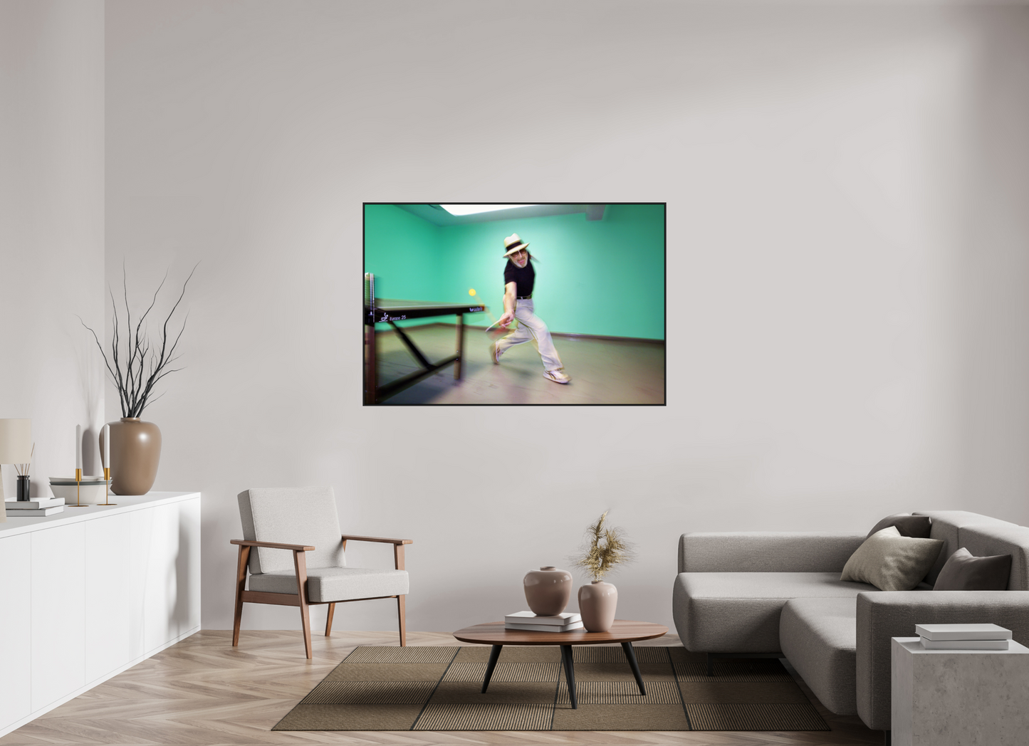 60 x 40″, Black Matte Frame, No Border Marty Reisman