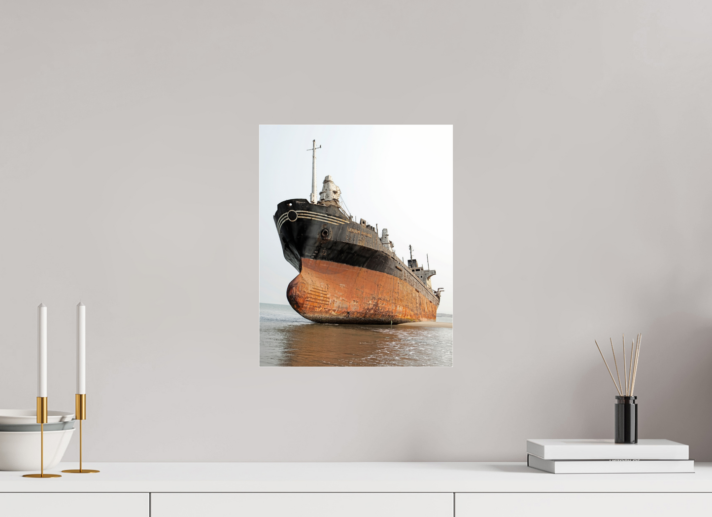 12 x 15″, Frameless Acrylic Glass Beached Ship Angola