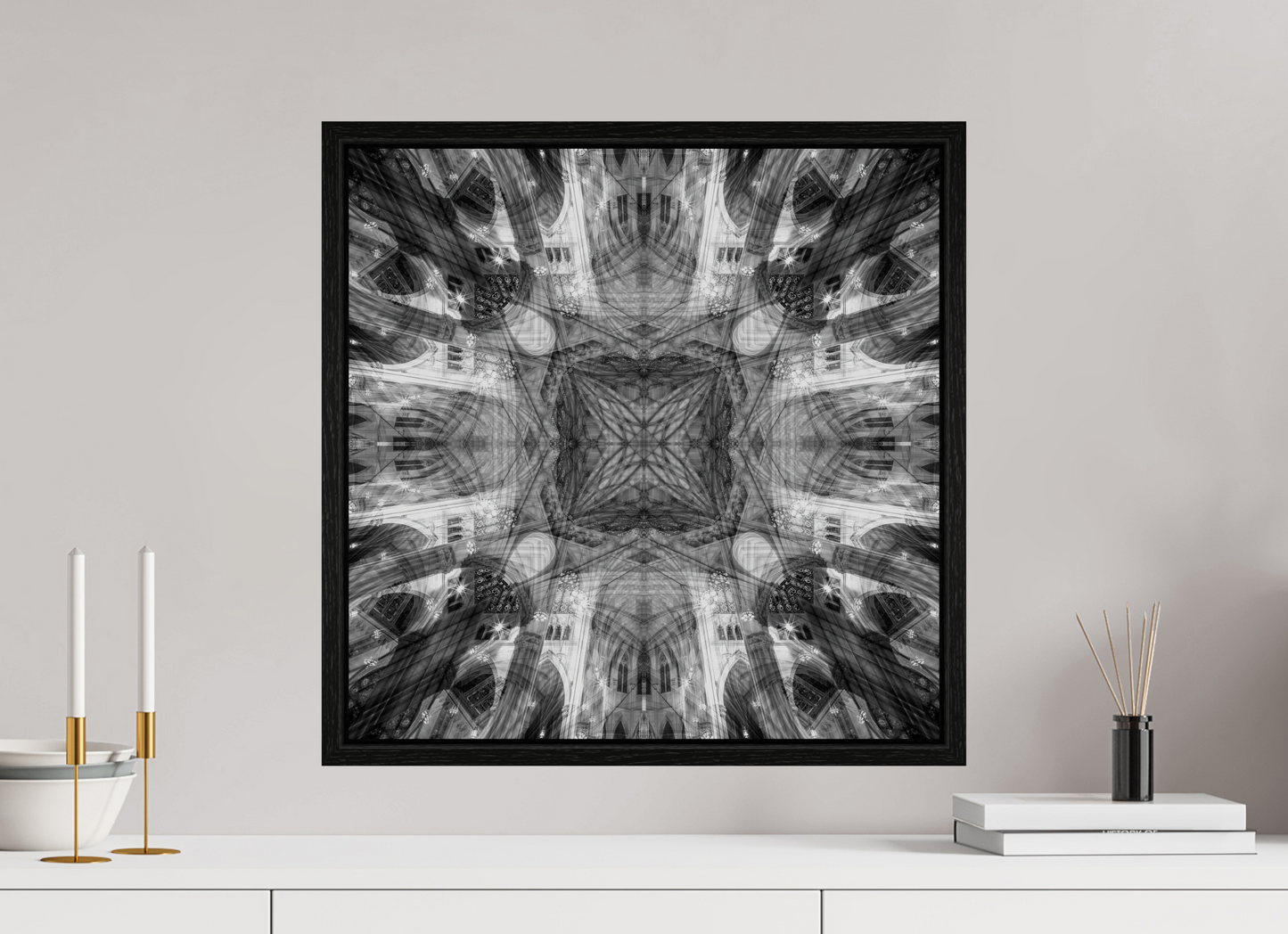 20 x 20″, Floater Frame Architectual Abstraction