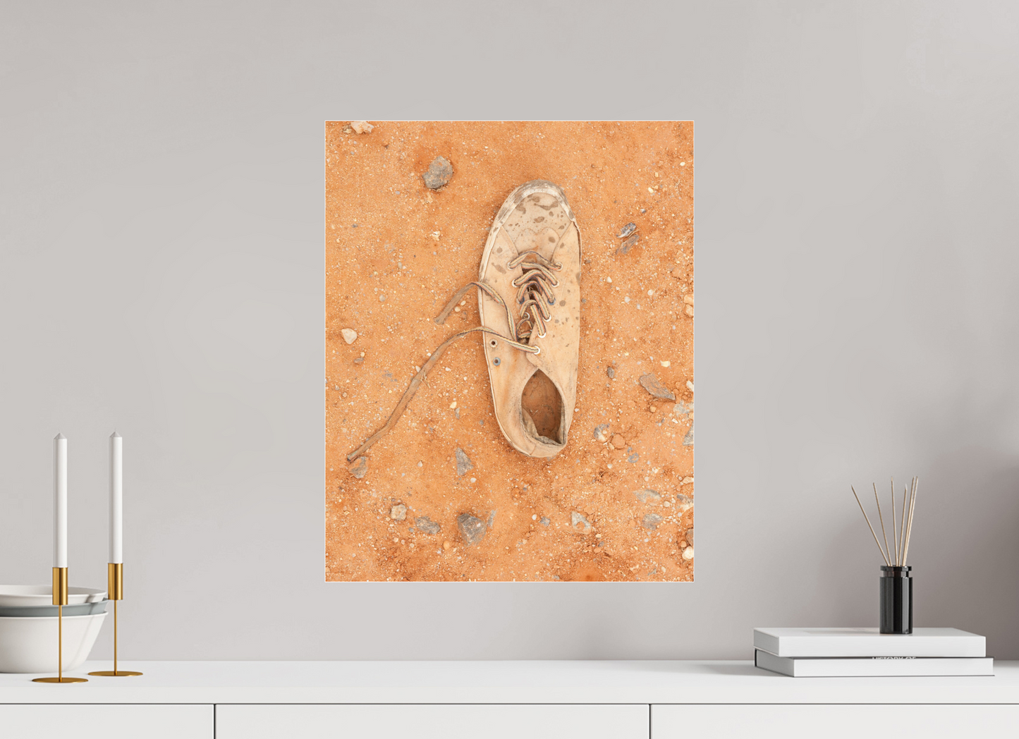 16 x 20″, Frameless Acrylic Glass Shoe on the Ground - Angola