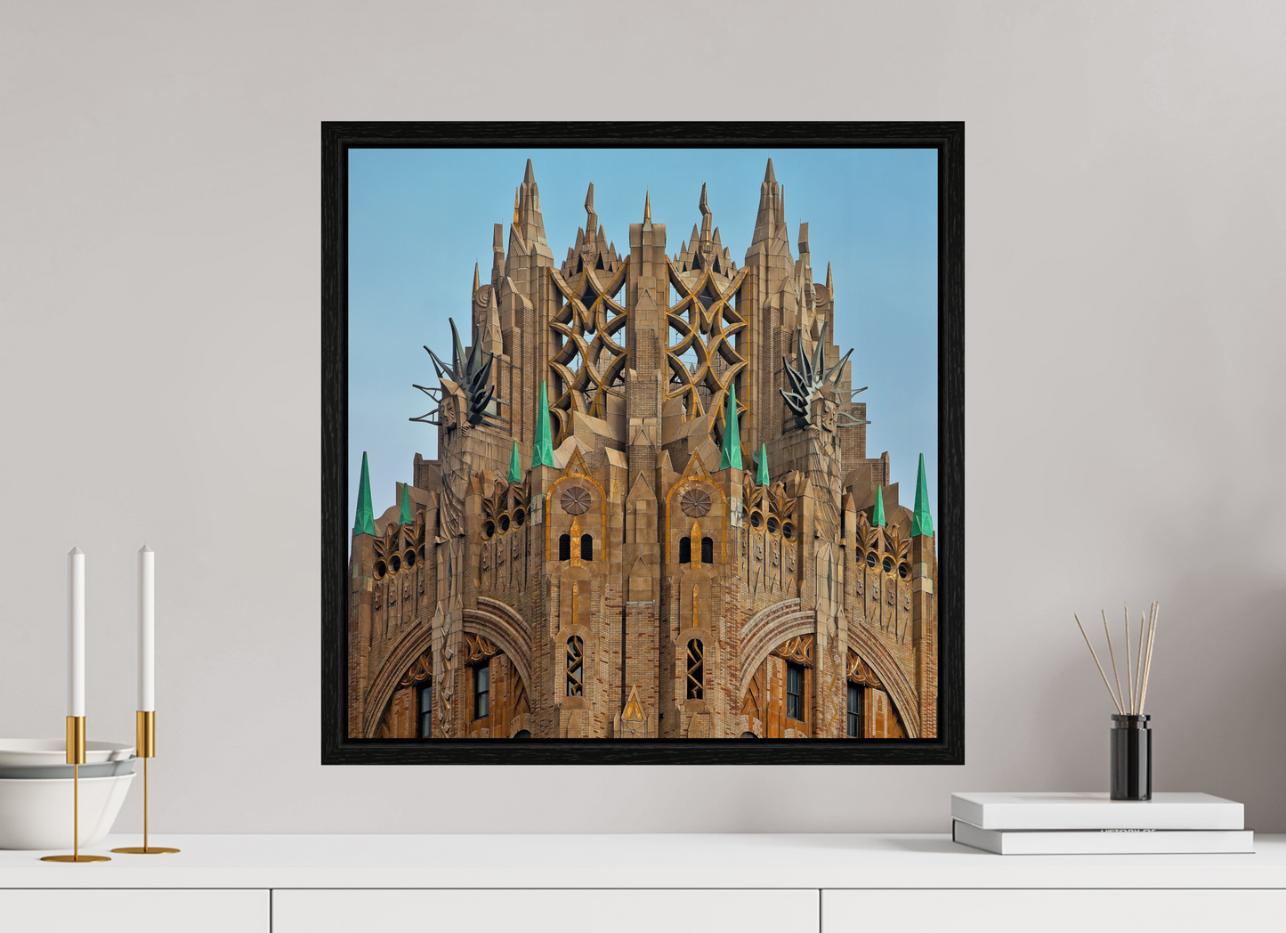 20 x 20″, Floater Frame Crown of General Electric Building