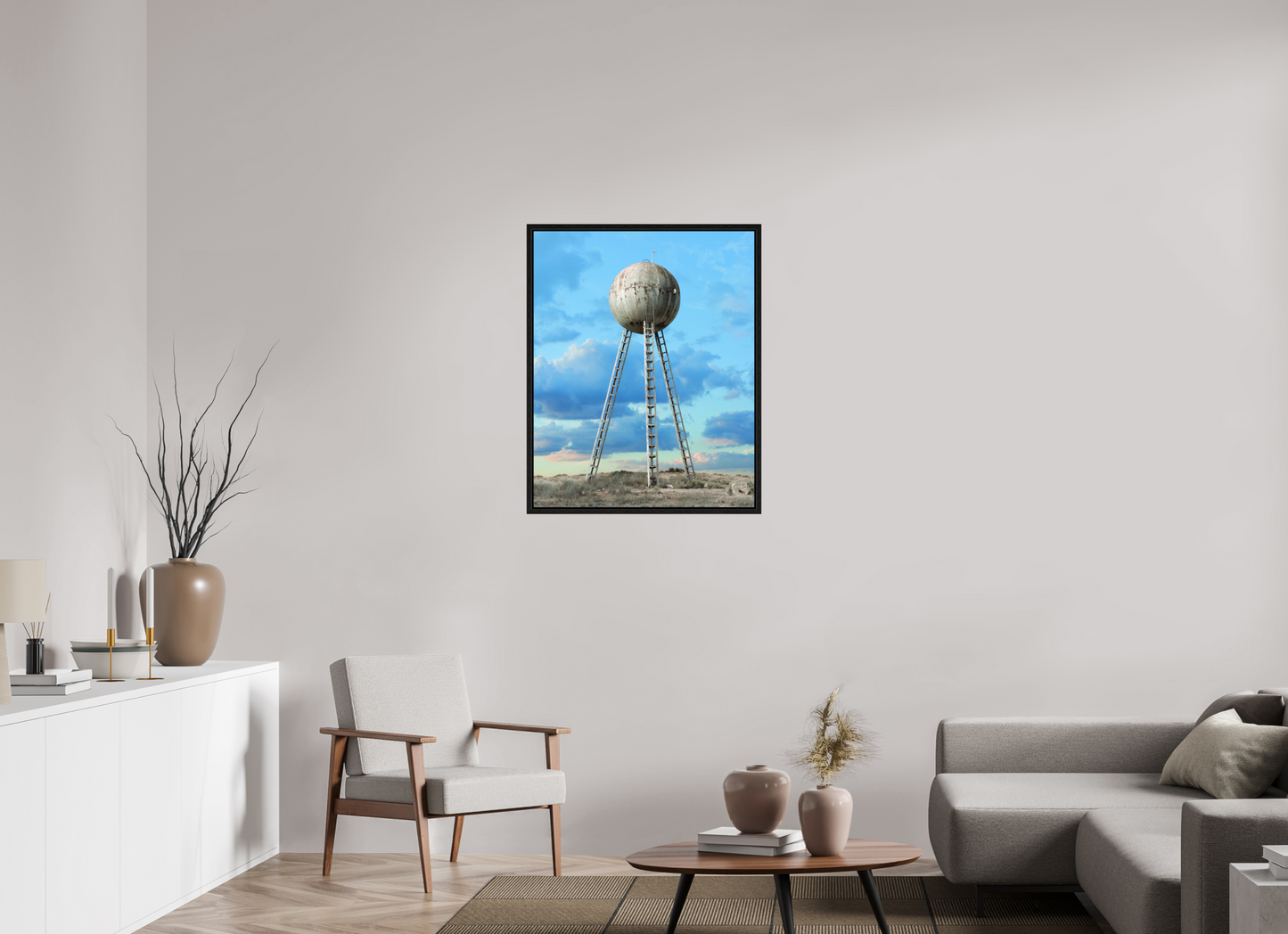 28 x 35″, Floater Frame Spherical Water Tower - Mexico
