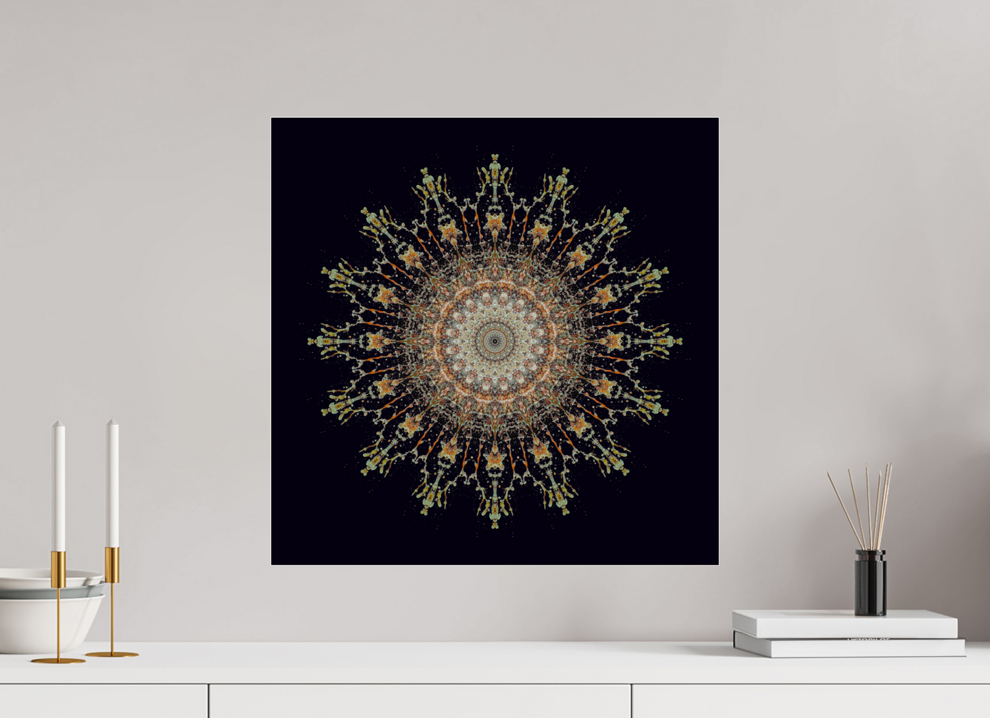 20 x 20″, Frameless Acrylic Glass Water Mandala No. 4092