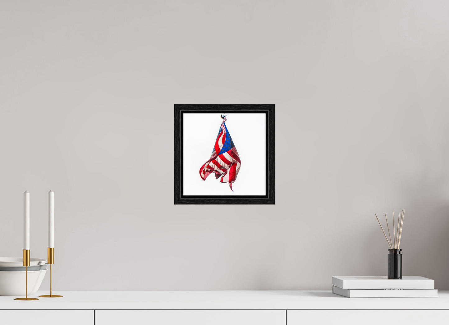 8 x 8″, Floater Frame Crumpled USA Flag
