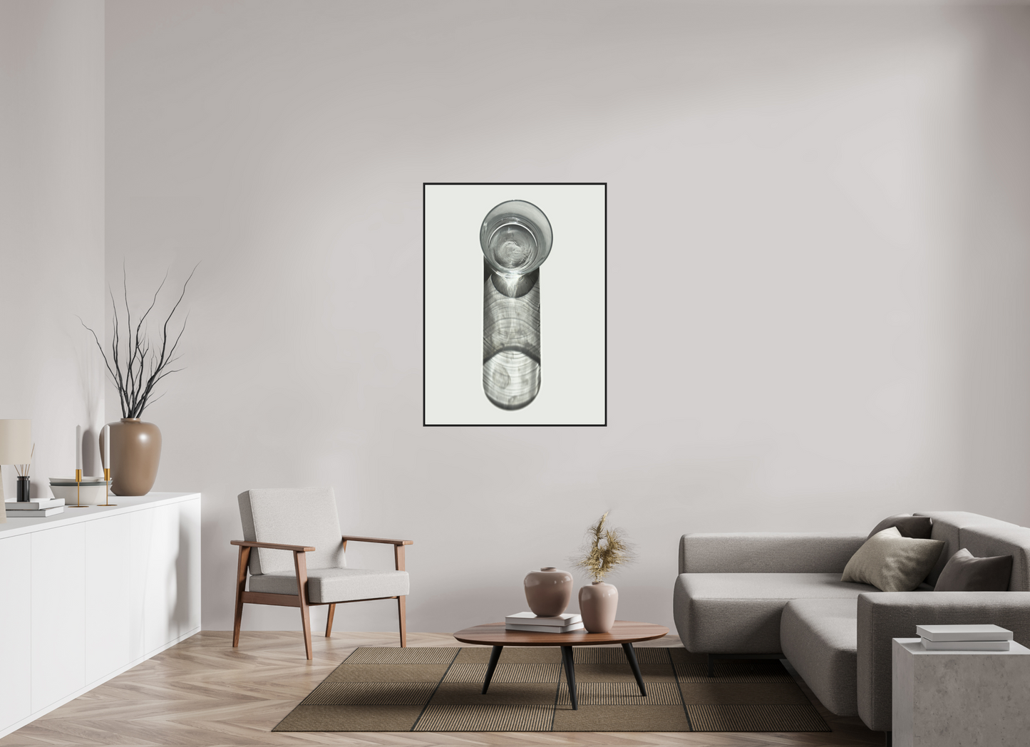 36 x 48″, Black Matte Frame, No Border Water Glass with Shadow