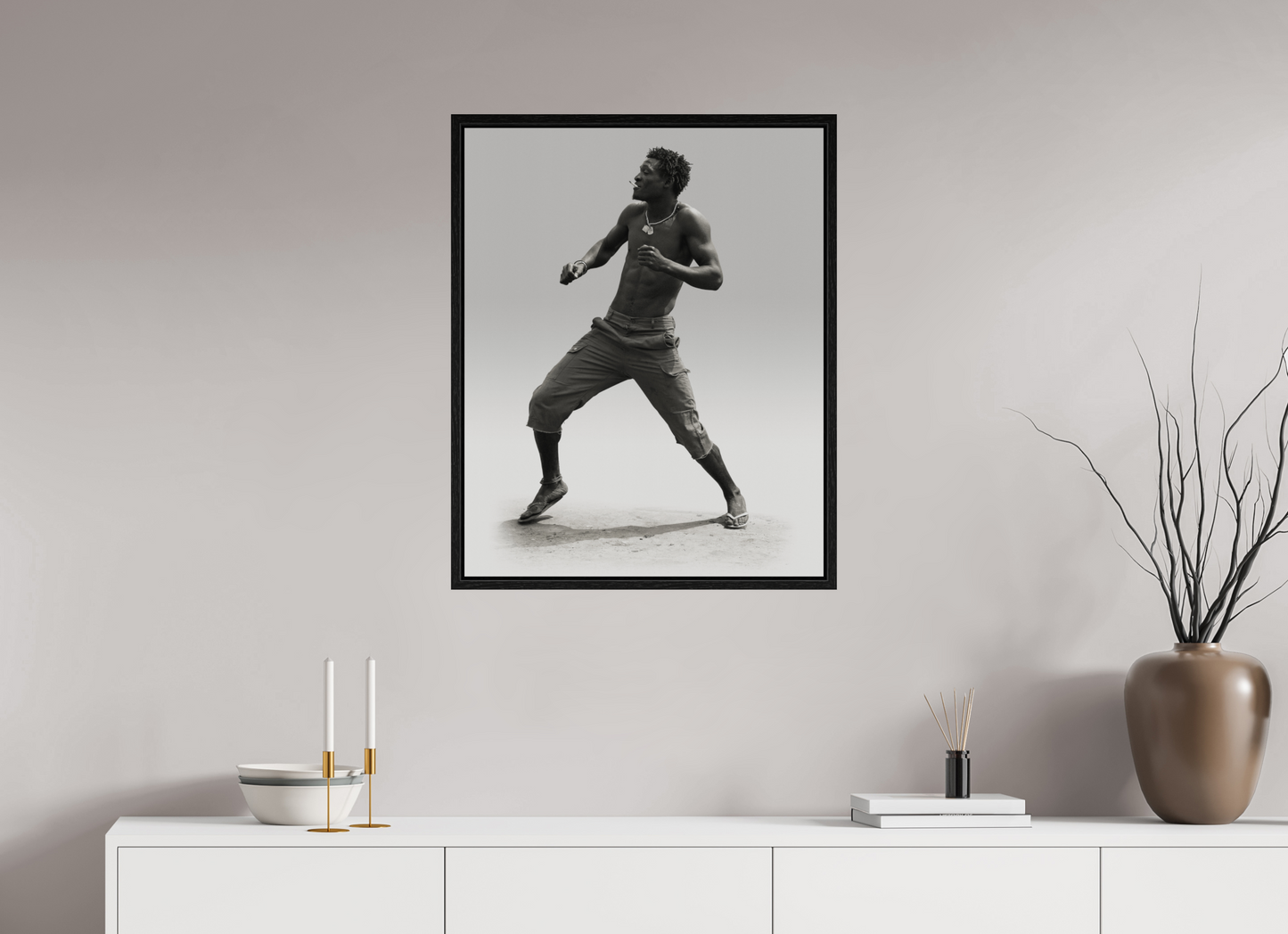 24 x 30″, Floater Frame Angolan Man Dancing