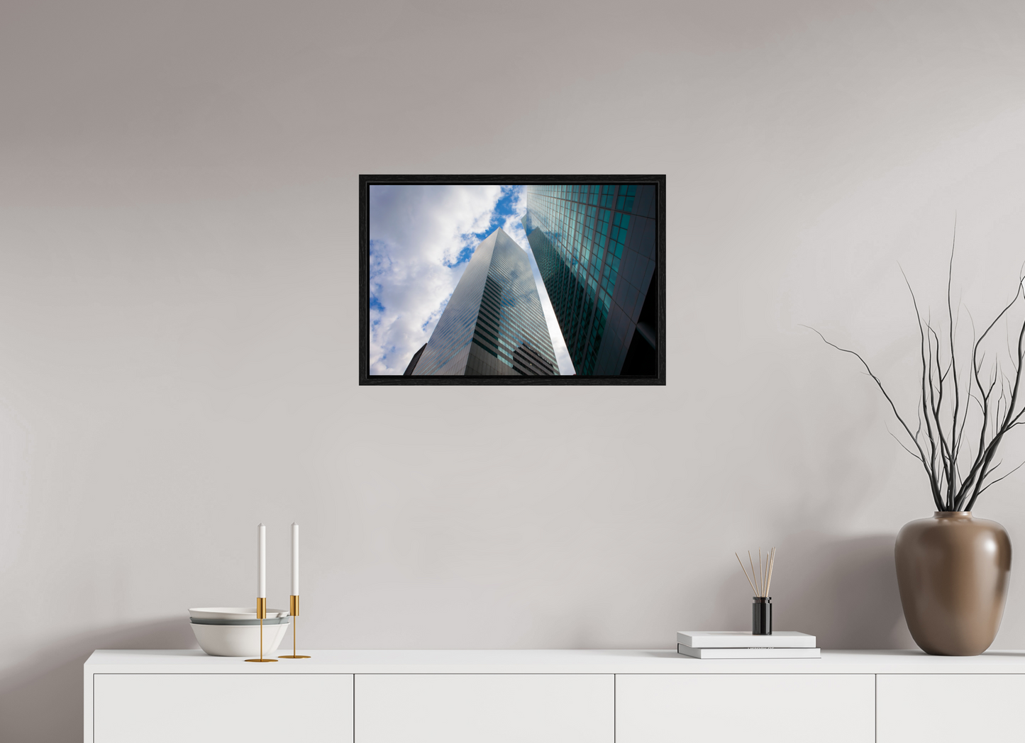 24 x 16″, Floater Frame Manhattan Skyscrappers