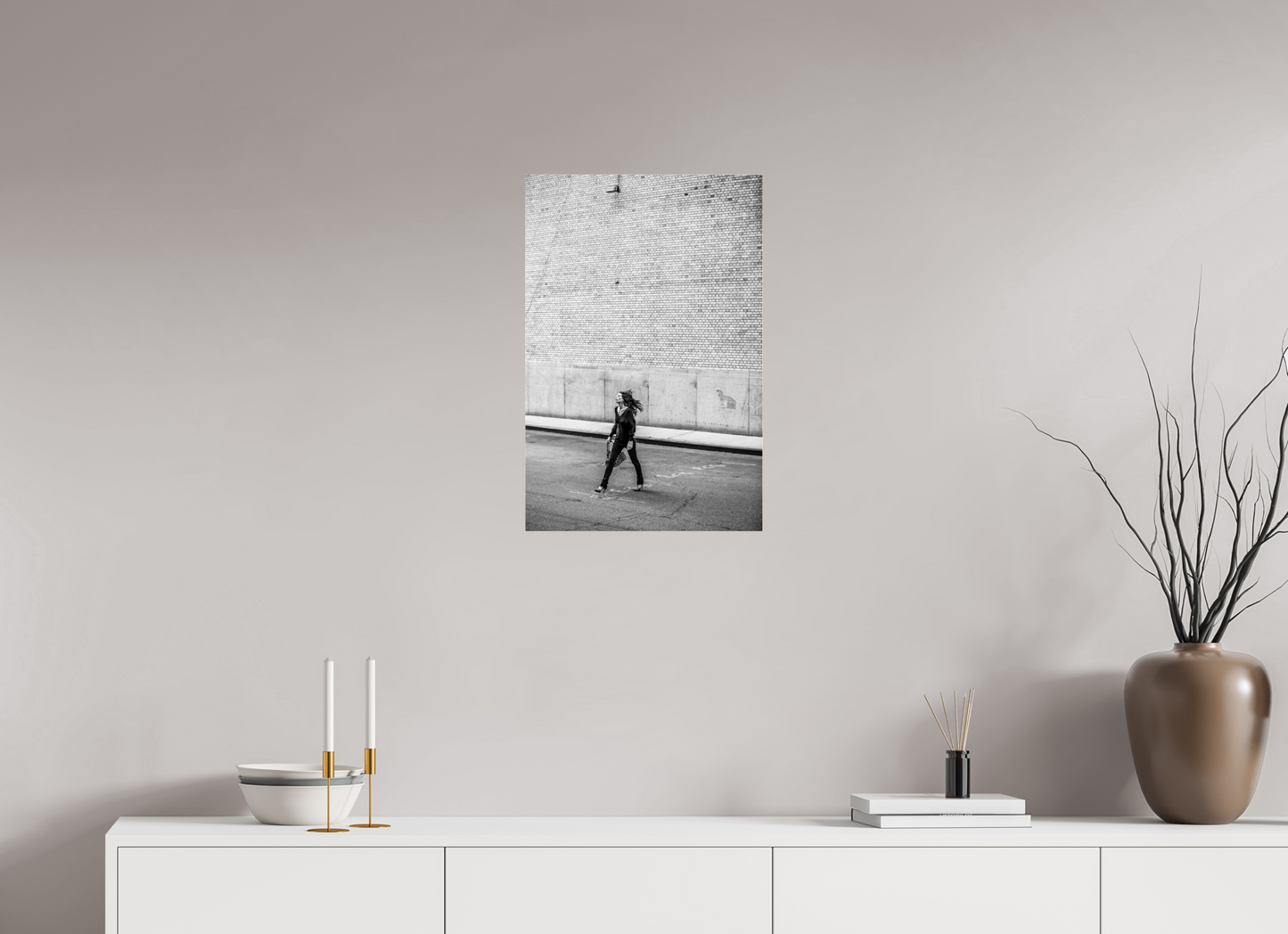 16 x 24″, Frameless Acrylic Glass Woman Walking Across the Street